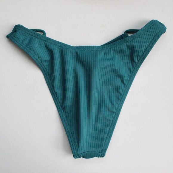 Damsel Amanda Green Ribbed High Leg Bikini Bottom Size Medium NWT - Picture 2 of 6